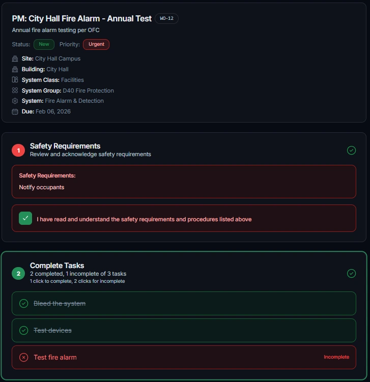 AssetLab work order management interface