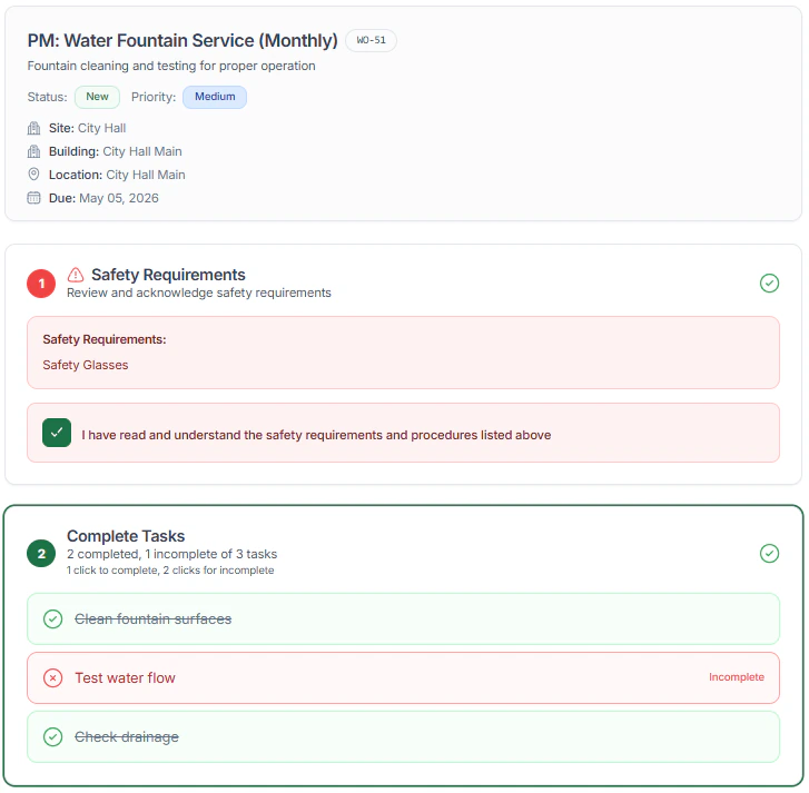AssetLab work order management interface